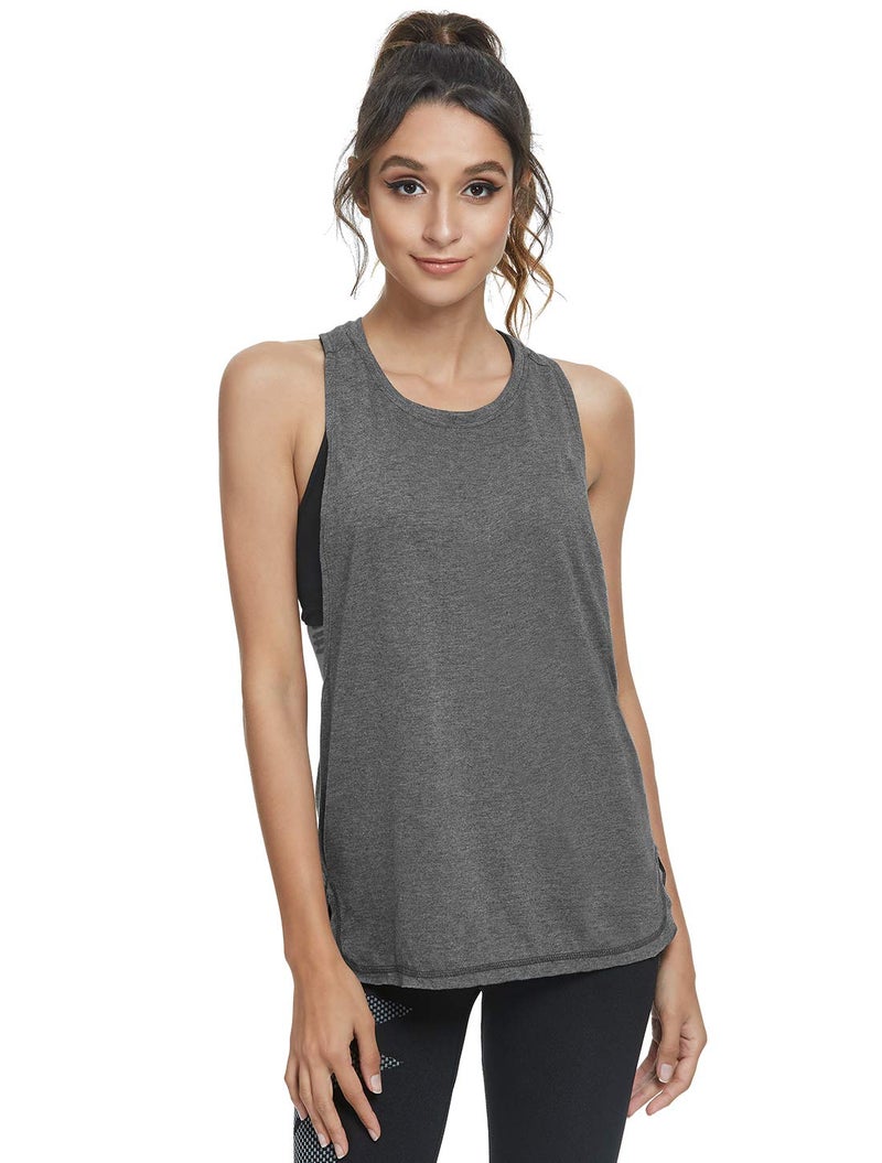 Cosy Pyro Workout Tank Tops for Women Lightweight Running Tanks Basic Gym Tops Sleeveless Athletic Yoga Shirts-4 Pack Black/Dark Gray/White/Light Gray S - Image 2